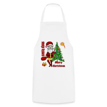 Joyeux Noël Saint-Nicolas sous le sapin de Noël - Tablier de cuisine - blanc - Devant - AI Model Male 185 dark (185cm)