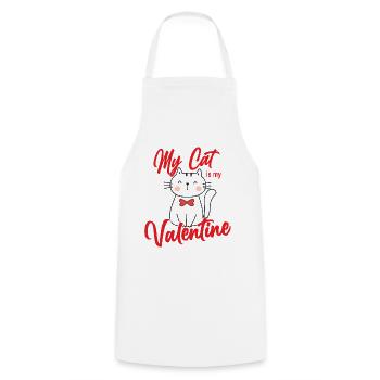 Saint-Valentin Mon chat est mon chat de la Saint-Valentin - Tablier de cuisine - blanc - Devant - AI Model Male 185 dark (185cm)