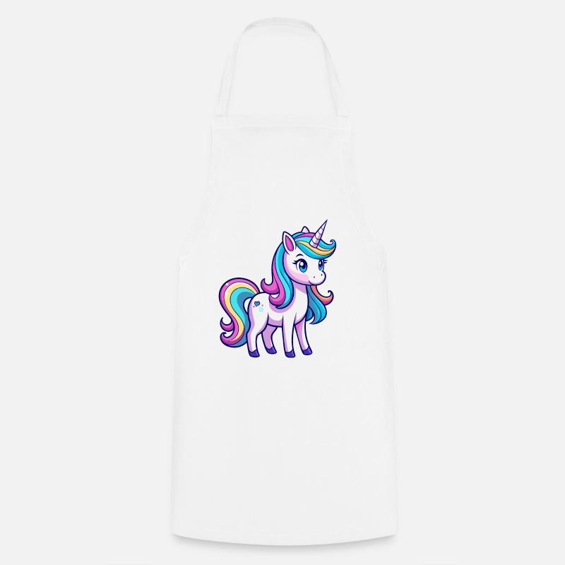 Licorne arc-en-ciel mignonne - Tablier de cuisine - blanc