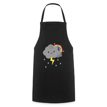 Cute Rainbow Hiding Behind Thunderstorm Cloud - Cooking Apron - black - Front - AI Model Male 185 dark (185cm)