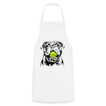 Bulldogge Ball Balljunkie Hunde Wilsigns - Kochschürze - Weiß - Vorne - AI Model Male 185 dark (185cm)