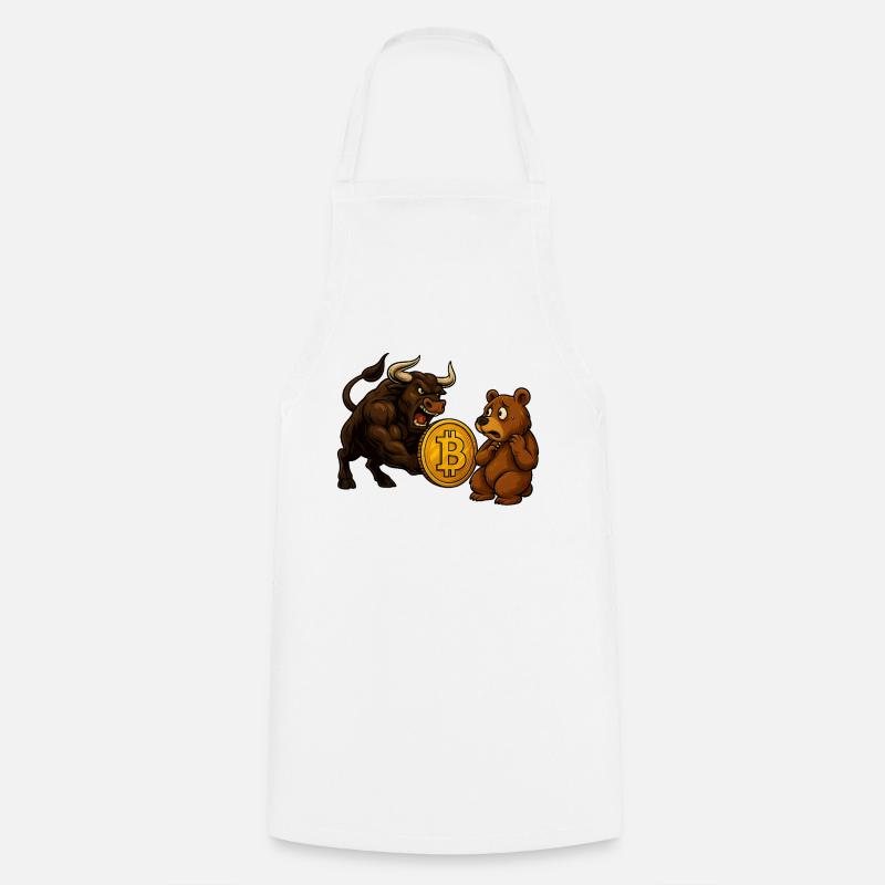 Bitcoin Bull vs. Bear - Cooking Apron - white