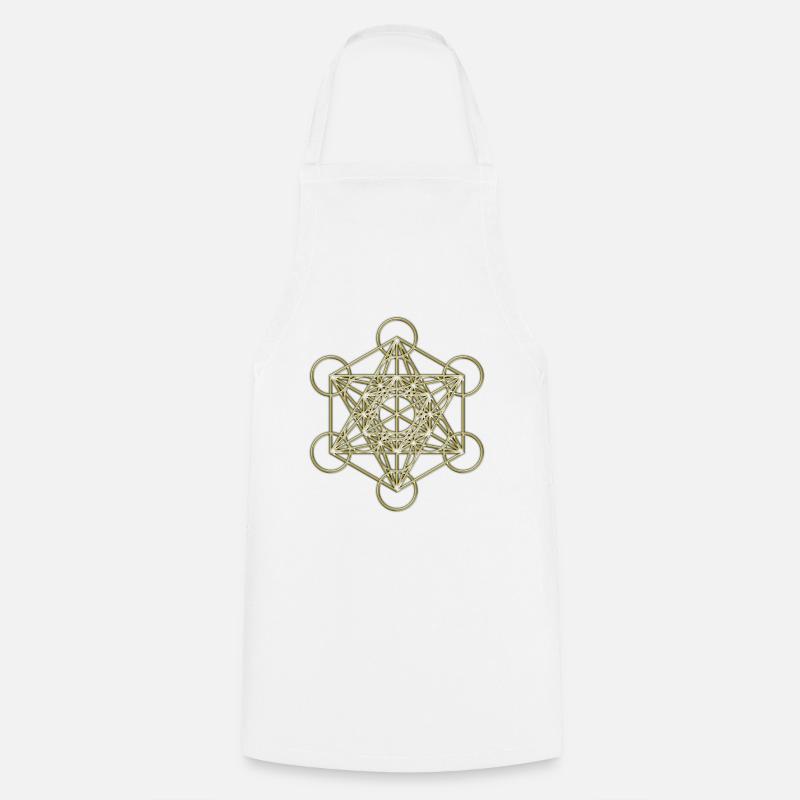Metatron's Cube gold 3D - Tablier de cuisine - blanc