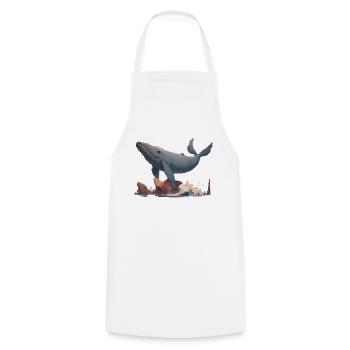 Flying Whale - Cooking Apron - white - Front - AI Model Male 185 dark (185cm)