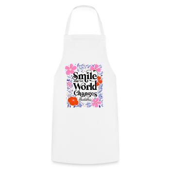 Change the World and Smile - Cooking Apron - white - Front - AI Model Male 185 dark (185cm)
