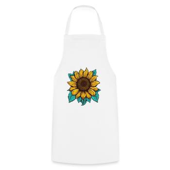 Sonnenblume - Kochschürze - Weiß - Vorne - AI Model Male 185 dark (185cm)