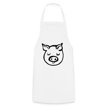 Pig Piggy - Cooking Apron - white - Front - AI Model Male 185 dark (185cm)