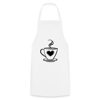 Kaffee - Kochschürze - Weiß - Vorne - AI Model Male 185 dark (185cm)
