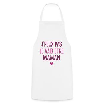 J'peux Pas Je Vais être Maman - Future Maman - Tablier de cuisine - blanc - Devant - AI Model Male 185 dark (185cm)
