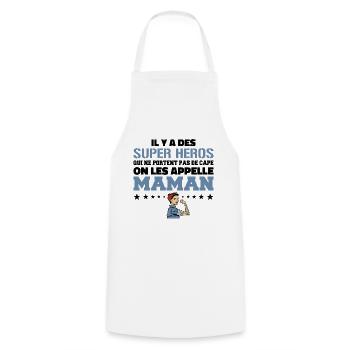 Il Y A Des Super Héros | Cadeau Super Maman - Tablier de cuisine - blanc - Devant - AI Model Male 185 dark (185cm)