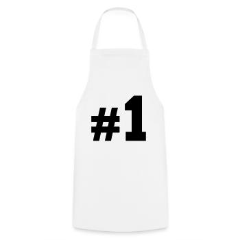 Number one - Cooking Apron - white - Front - AI Model Male 185 dark (185cm)