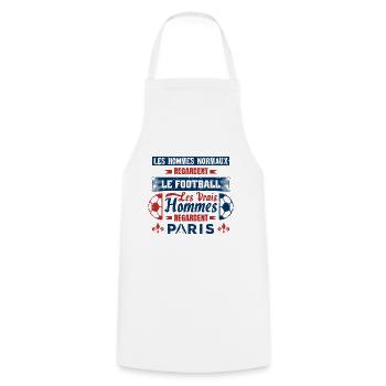les vrais hommes regardent paris fans club de foot - Tablier de cuisine - blanc - Devant - AI Model Male 185 dark (185cm)
