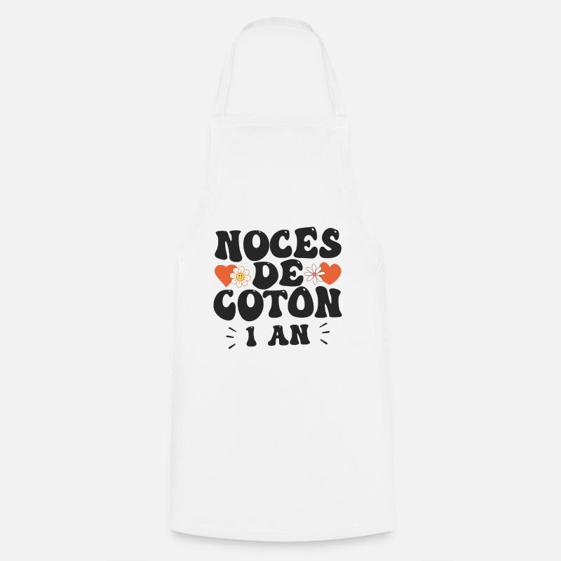 Noces De Coton 1 An De Mariage - Tablier de cuisine - blanc