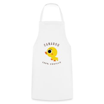 CANAROU 100% Couillu. Translated Courageous, daring - Cooking Apron - white - Front - AI Model Male 185 dark (185cm)