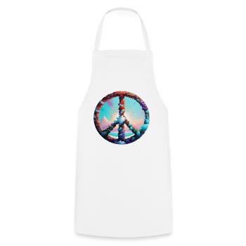 peace,peace sign,peace sign,flowers,clouds - Cooking Apron - white - Front - AI Model Male 185 dark (185cm)