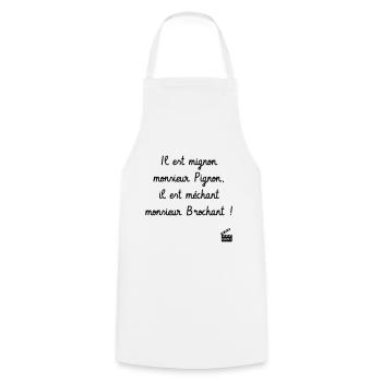 Il est mignon monsieur Pignon - Le Dîner de cons - Tablier de cuisine - blanc - Devant - AI Model Male 185 dark (185cm)