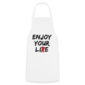 Enjoy Your Lie Street Art Zitat Statement - Kochschürze - Weiß - Vorne - AI Model Male 185 dark (185cm)