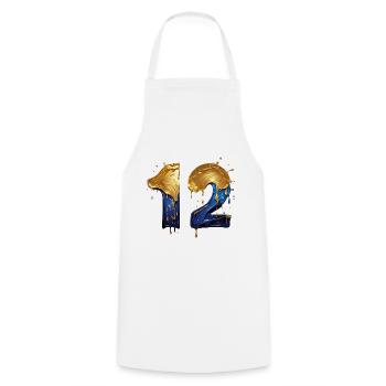 NON. 12 NUMÉRO 12 COOL 12E ANNIVERSAIRE - Tablier de cuisine - blanc - Devant - AI Model Male 185 dark (185cm)