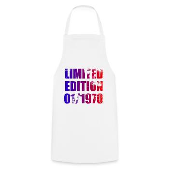 55th Birthday Limited Edition 01/1970 - Cooking Apron - white - Front - AI Model Male 185 dark (185cm)