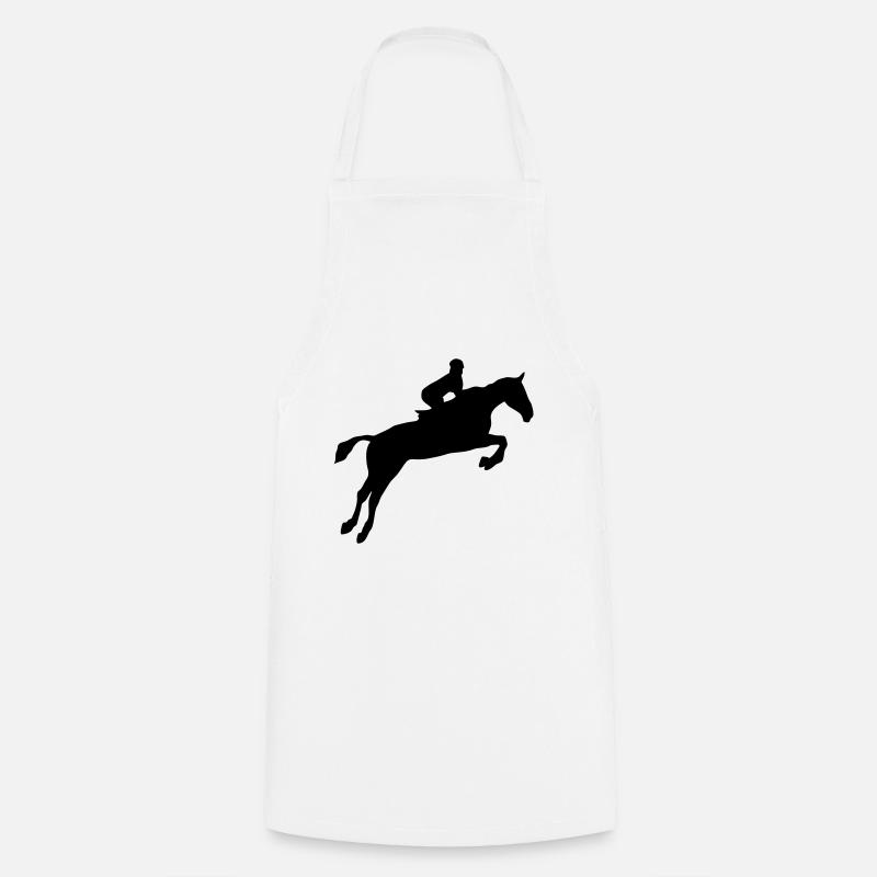 equitation cavalier obstacle cheval saut - Tablier de cuisine - blanc