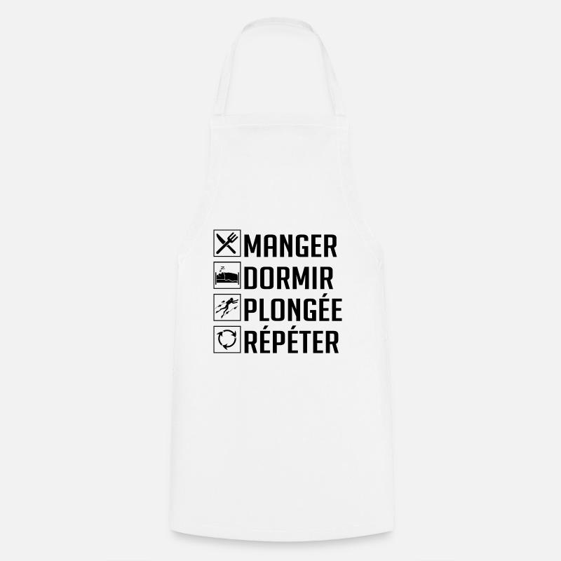 Manger, Dormir, Plongée, Répéter - Tablier de cuisine - blanc