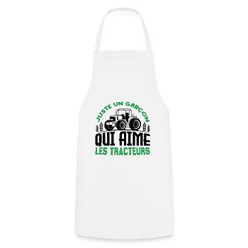 Juste un garçon qui aime Les Tracteurs Agriculteur - Tablier de cuisine - blanc - Devant - AI Model Male 185 dark (185cm)