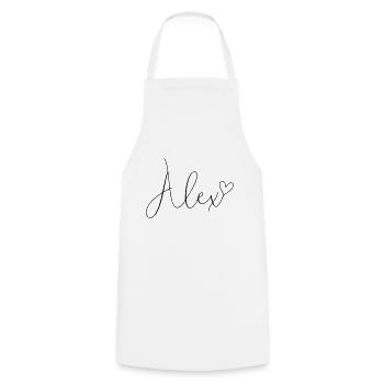 Alex Surname First Name Girl Boys - Cooking Apron - white - Front - AI Model Male 185 dark (185cm)