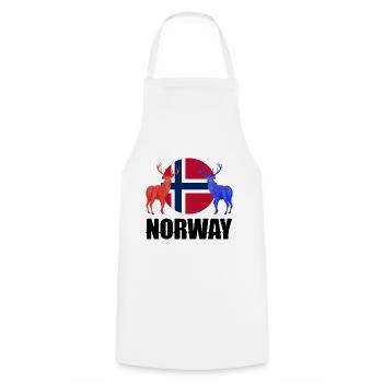 Norvège Norvège Norvège Drapeau Cerfs Silhouettes - Tablier de cuisine - blanc - Devant - AI Model Male 185 dark (185cm)