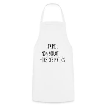 j'aime mon boulot - Tablier de cuisine - blanc - Devant - AI Model Male 185 dark (185cm)