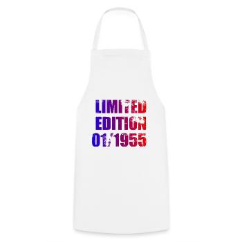 70th Birthday Limited Edition 01/1955 - Cooking Apron - white - Front - AI Model Male 185 dark (185cm)