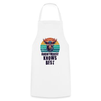 Anonymousoose Knows Best Cool Moose - Cooking Apron - white - Front - AI Model Male 185 dark (185cm)