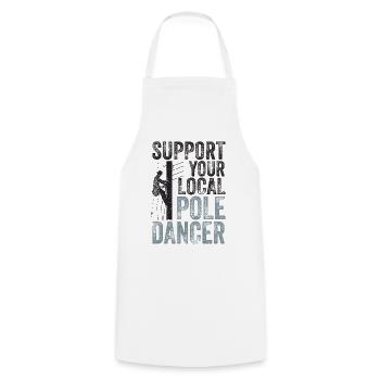 Soutenez votre monteur de lignes Pole Dancer local - Tablier de cuisine - blanc - Devant - AI Model Male 185 dark (185cm)