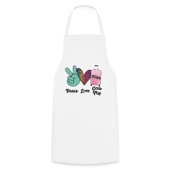 Week-end entre filles Peace Love Girls Trip 2024 - Tablier de cuisine - blanc - Devant - AI Model Male 185 dark (185cm)