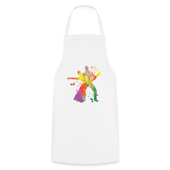 Latin Dancing Couple Watercolor Dancer - Cooking Apron - white - Front - AI Model Male 185 dark (185cm)