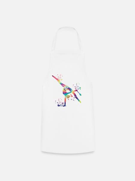 Gymnaste avec clubs de gymnastique rythmique - Tablier de cuisine - blanc