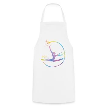 Gymnaste avec bande de gymnastique rythmique - Tablier de cuisine - blanc - Devant - AI Model Male 185 dark (185cm)