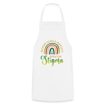 Questions de santé mentale : Lutter contre la stigmatisation - Tablier de cuisine - blanc - Devant - AI Model Male 185 dark (185cm)