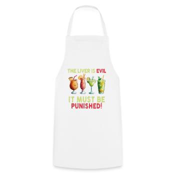 The liver is evil and must be punished - Cooking Apron - white - Front - AI Model Male 185 dark (185cm)