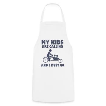 My kids call Cargo Cargobike - Cooking Apron - white - Front - AI Model Male 185 dark (185cm)