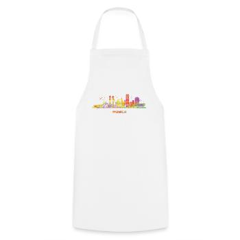 Münchener Skyline Bunt Stadtbild München - Kochschürze - Weiß - Vorne - AI Model Male 185 dark (185cm)