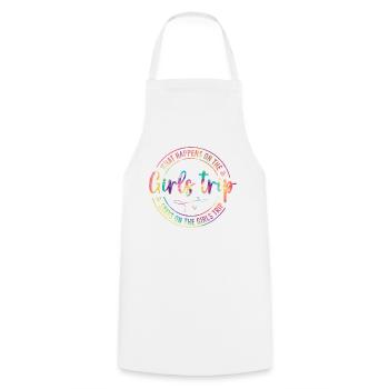 Que se passe-t-il lors du voyage entre filles - Tablier de cuisine - blanc - Devant - AI Model Male 185 dark (185cm)
