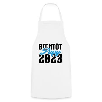 Cadeau Annonce grossesse bientôt Papy 2023. - Tablier de cuisine - blanc - Devant - AI Model Male 185 dark (185cm)