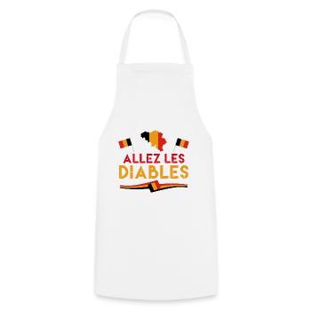 Aller les Diables. Supporter de Belgique. - Tablier de cuisine - blanc - Devant - AI Model Male 185 dark (185cm)