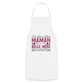 J'ai deux titres maman et Belle-mère. Cadeau Maman - Tablier de cuisine - blanc - Devant - AI Model Male 185 dark (185cm)