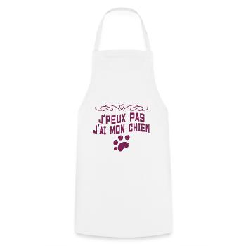 j'Peux pas j'ai mon chien - Tablier de cuisine - blanc - Devant - AI Model Male 185 dark (185cm)