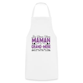 J'ai deux titres maman et Grand-mère. Cadeau Maman - Tablier de cuisine - blanc - Devant - AI Model Male 185 dark (185cm)