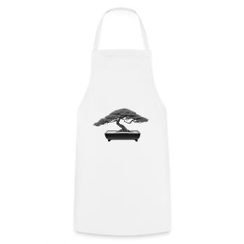 Bonsai Larch in Bowl Japan Japanese - Cooking Apron - white - Front - AI Model Male 185 dark (185cm)