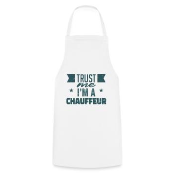 Chauffeur de voiture | Chauffeur Cadeau - Tablier de cuisine - blanc - Devant - AI Model Male 185 dark (185cm)