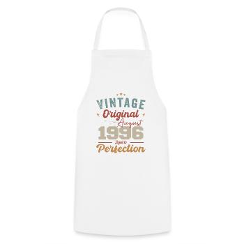 August 1996 Vintage Vintage Birthday Retro - Cooking Apron - white - Front - AI Model Male 185 dark (185cm)