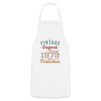 August 1979 Vintage Vintage Birthday Retro - Cooking Apron - white - Front - AI Model Male 185 dark (185cm)